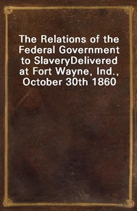 The Relations of the Federal Government to SlaveryDelivered at Fort Wayne, Ind., October 30th 1860 (Ŀ̹)