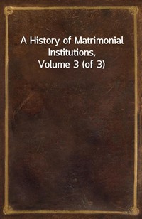 A History of Matrimonial Institutions, Volume 3 (of 3) (커버이미지)